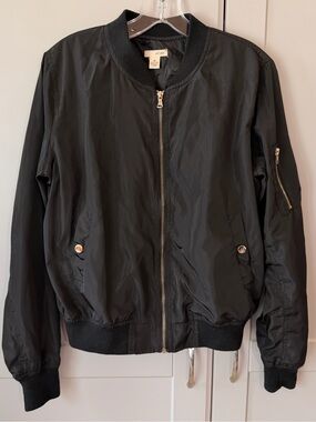 Wet Seal Black Zip Up Bomber Jacket M Y2K